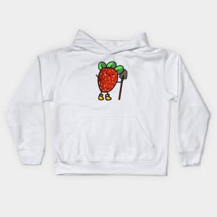 cute little farmer strawberry design Kids Hoodie